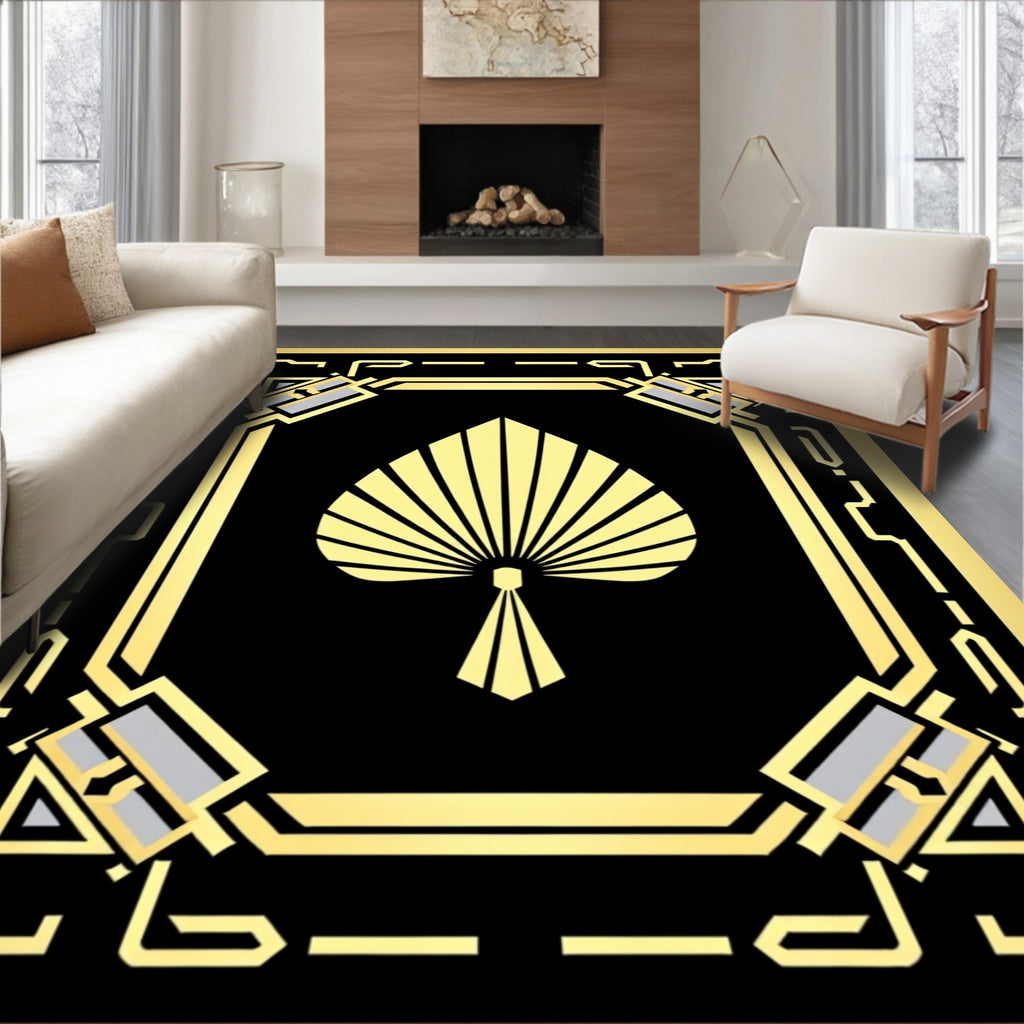 Art Deco Spade Fan Geometric Rug