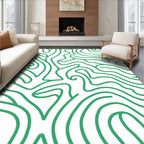 Green Abstract Organic Swirl Pattern Rug