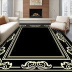 Ornate Scrollwork Art Deco Border Rug