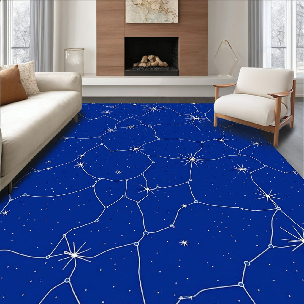 Midnight Blue Constellation Starry Rug