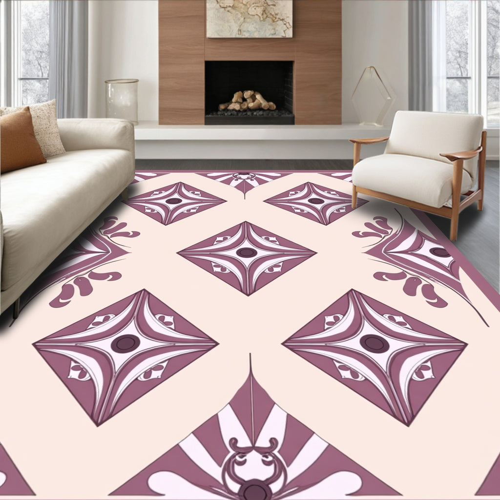 Elegant Pink Diamond Motif Pattern Rug