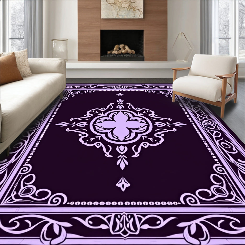 Ornate Floral Border With Center Medallion Rug