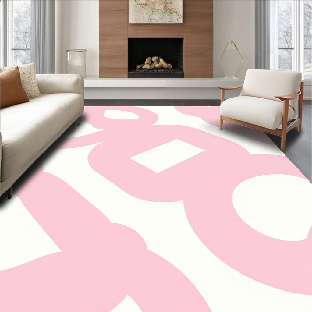 Delicate Pink Swirl Pattern Rug