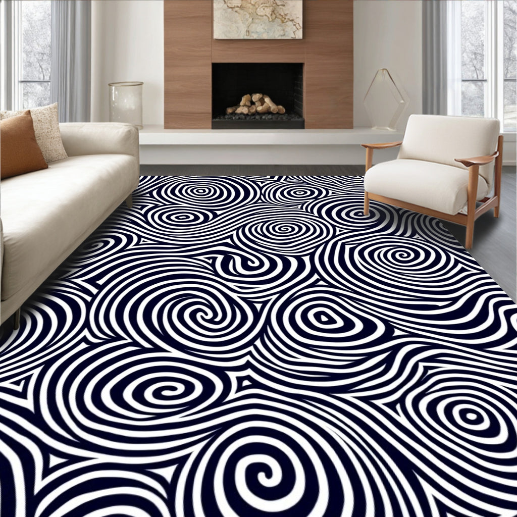 Bold Wavy Swirl Abstract Design Rug