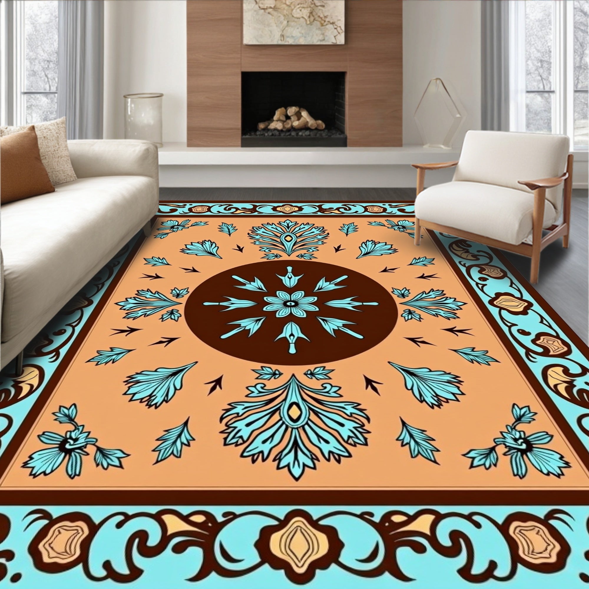Floral Medallion Accent Rug