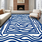 Abstract Blue Wavy Lines Rug