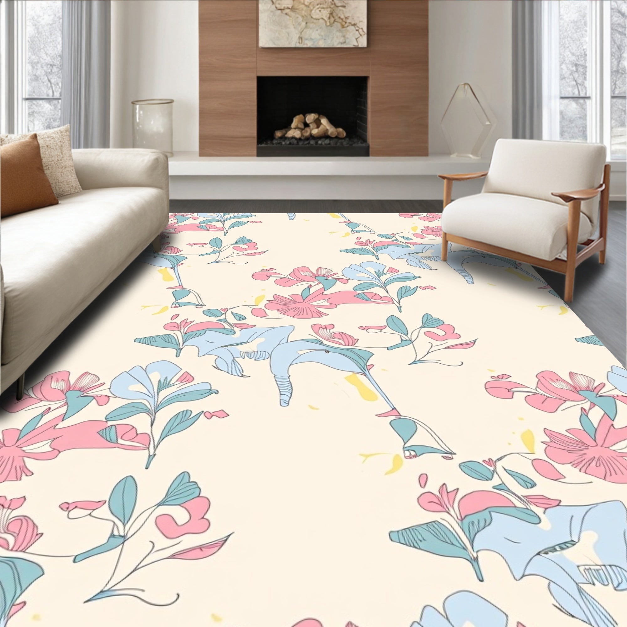 Minimalist Floral Sketch Rug