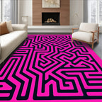 Bold Pink Geometric Maze Rug
