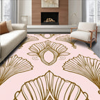 Gold Fan and Scroll Mid-Century Pattern Rug