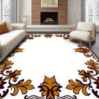 Ornate Floral Scrollwork Border Design Rug