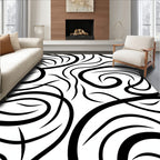 Abstract Black Wave Pattern Design Rug
