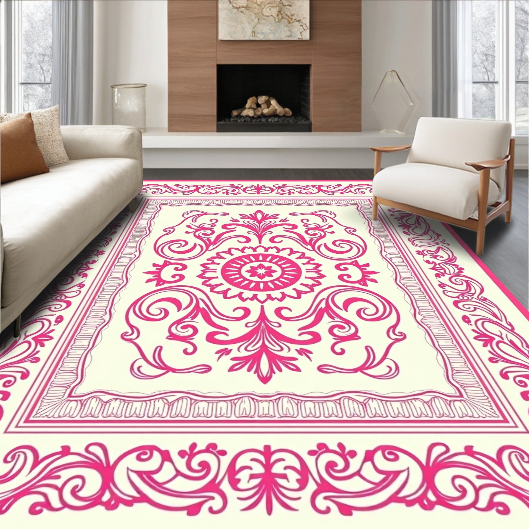 Ornate Floral Scrollwork Rug