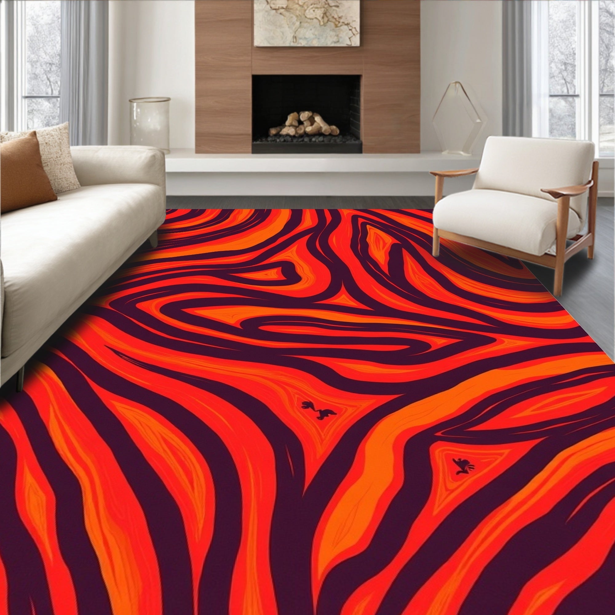 Bold Wavy Tiger Stripe Design Rug