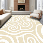 Cream and White Swirl Pattern Rug