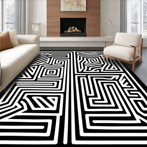 Abstract Maze Line Art Design Rug