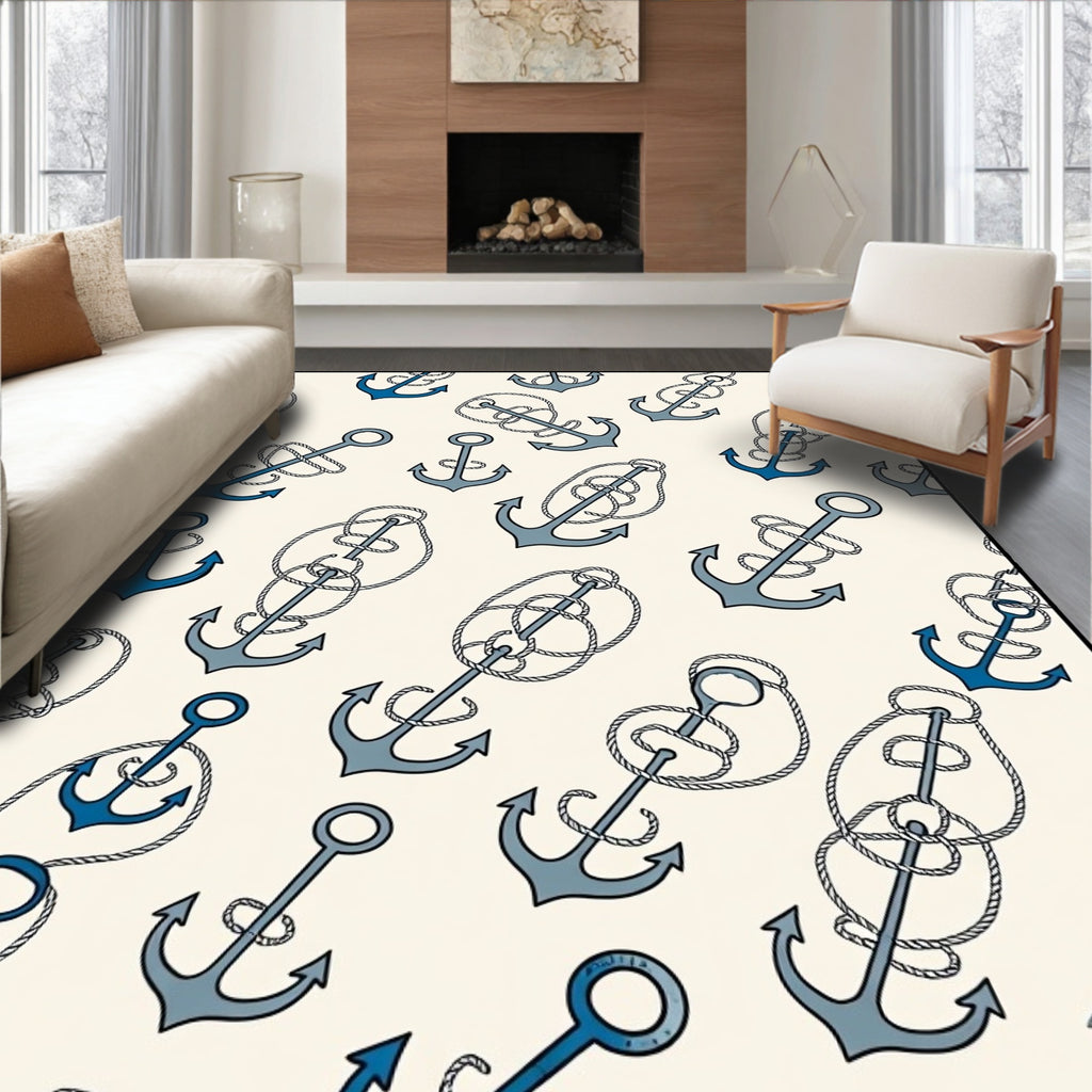Nautical Anchor Rope Pattern Design Rug