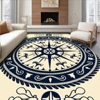 Navy Compass Rose Rope Design Rug