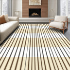 Modern Beige Brown White Striped Design Rug