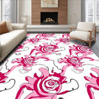 Abstract Pink Swirl Flower Pattern Design Rug