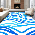 Abstract Blue Waves Pattern Rug