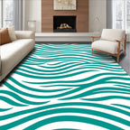 Teal Wave Pattern Design Rug