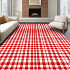 Classic Red White Gingham Pattern Rug