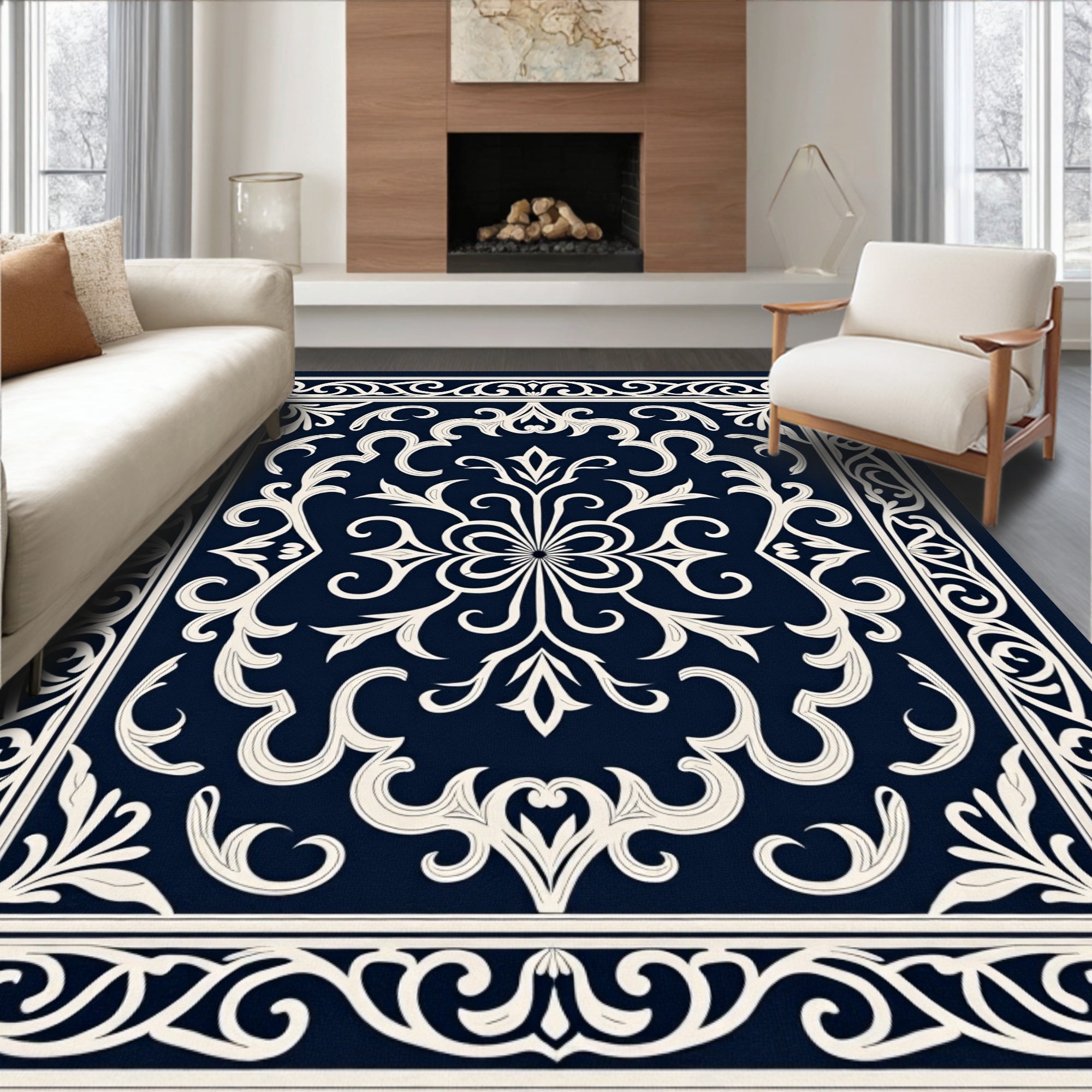 Classic Floral Scrollwork Inspired Design Rug