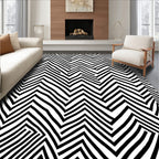 Abstract Black White Zigzag Pattern Rug