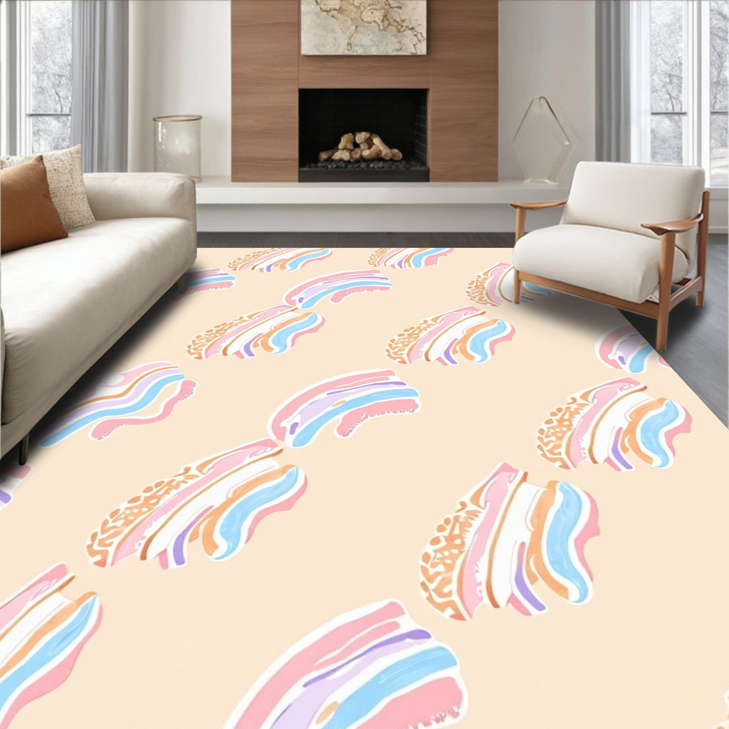 Pastel Striped Abstract Print Rug