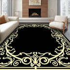Cream Baroque Swirl Border Design Rug