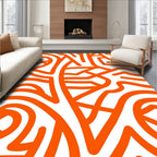 Bold Orange Abstract Line Art Rug
