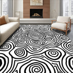 Bold Swirls Abstract Monochrome Design Rug
