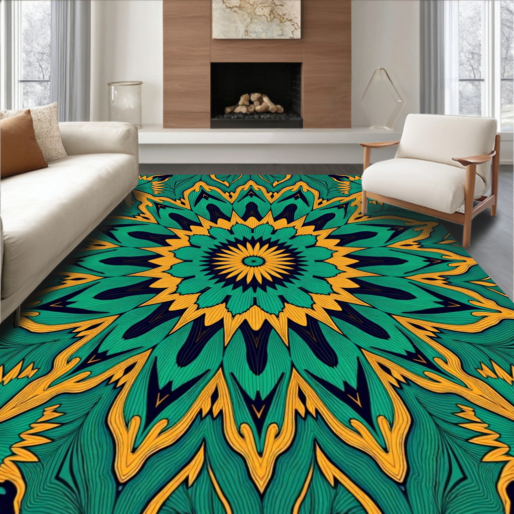 Intricate Floral Mandala Pattern Rug