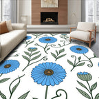Blue Floral Vine Pattern Rug