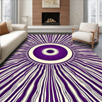 Radial Purple Cream Sunburst Design Rug