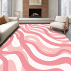 Abstract Pink Wavy Lines Rug