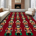 Festive Nutcracker Soldier Red Green Gold Rug