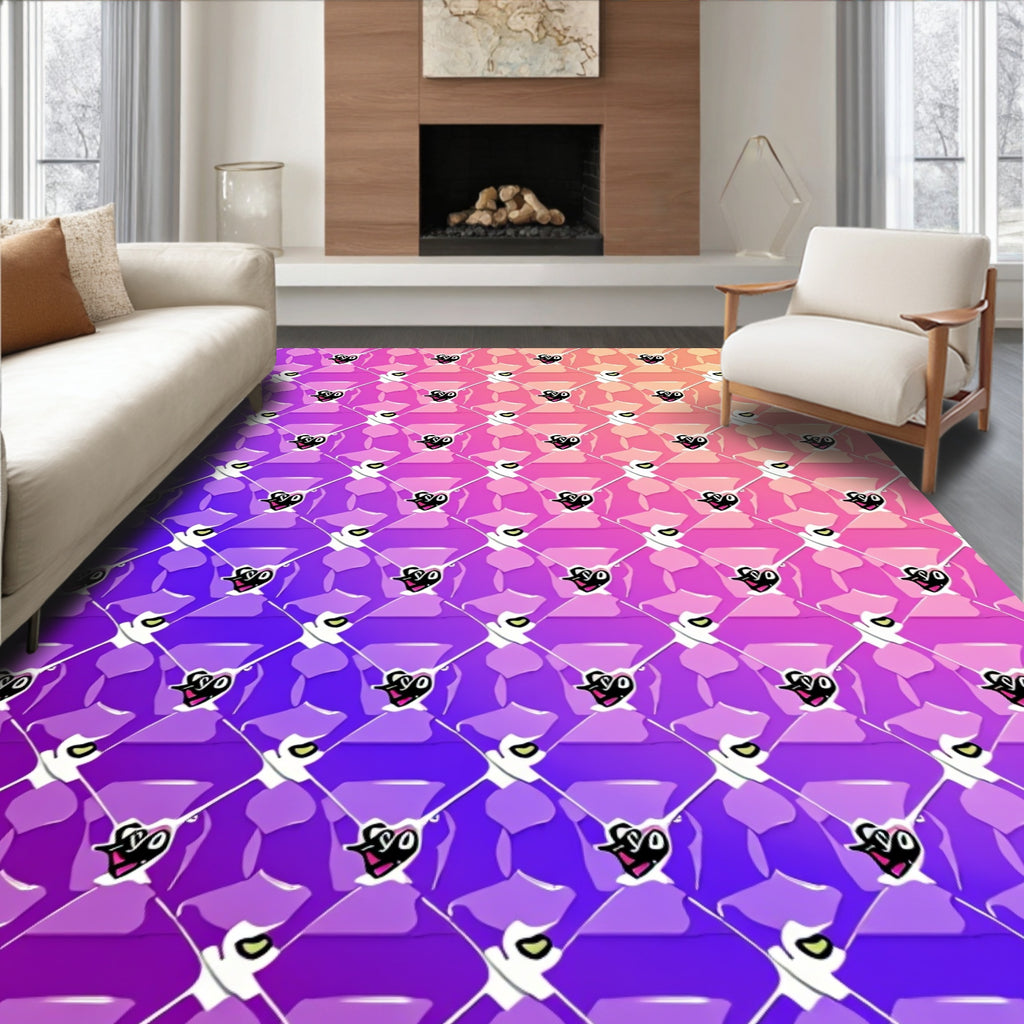 Playful Heart Pattern Gradient Rug