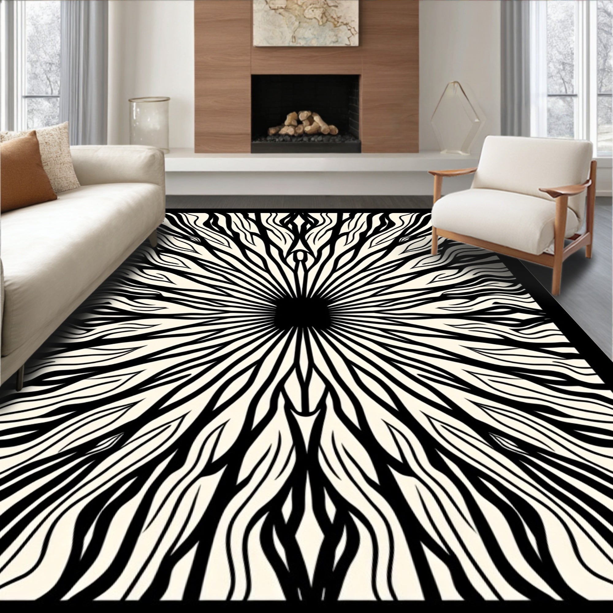 Abstract Radial Streak Pattern Rug