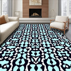 Abstract Teal White Symmetry Pattern Rug