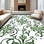 Green Floral Swirl Pattern Rug