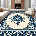 Classic Indigo Floral Medallion Border Rug
