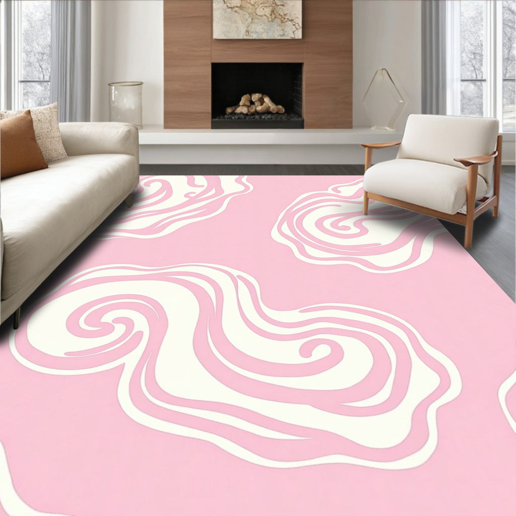 Soft Pink Swirl Pattern Design Rug