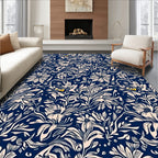 Navy Floral Outline Print Rug