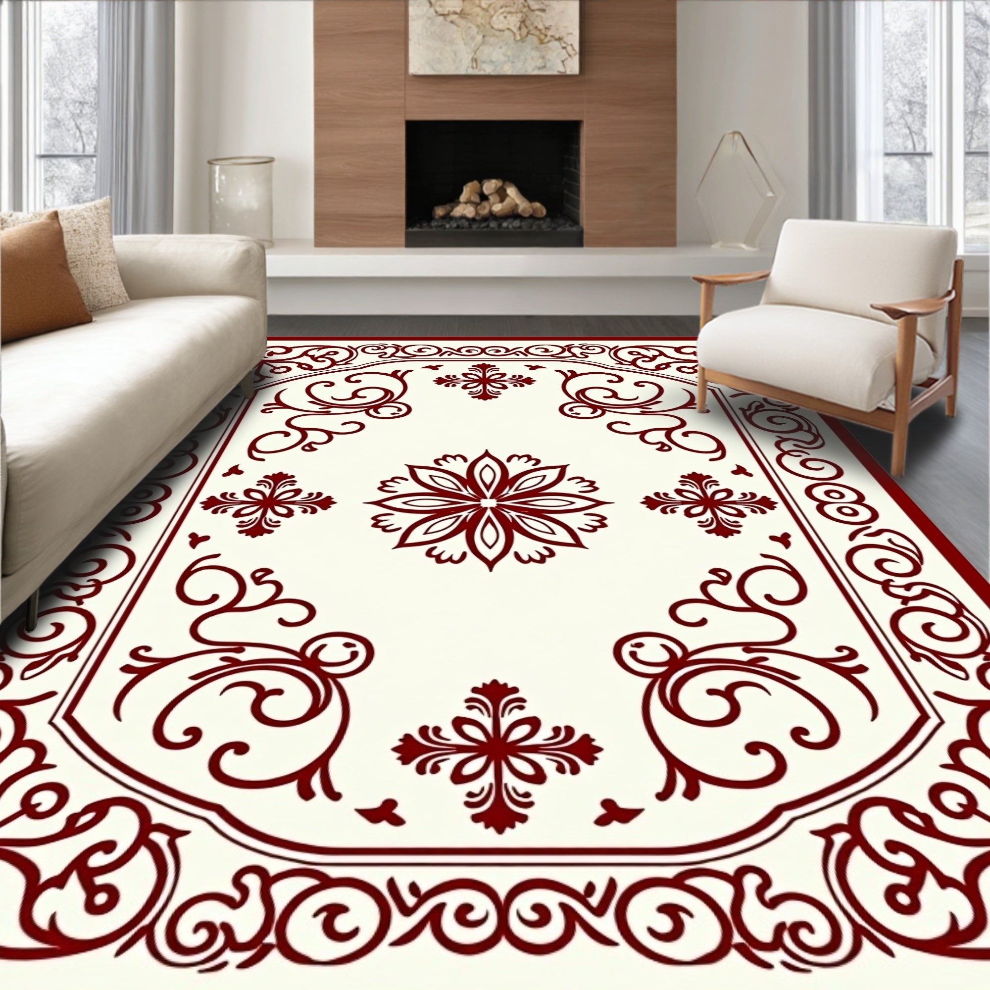 Ornate Floral Swirls Pattern Rug