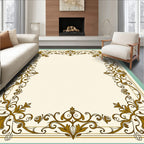 Ornate Golden Floral Border Design Rug