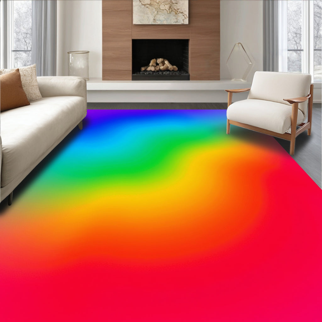 Vibrant Rainbow Gradient Swirl Rug