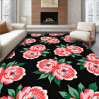 Bold Floral Arrangement On Black Rug