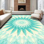 Aqua Petal Mandala Pattern Rug