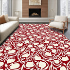 Red Ivory Abstract Flowing Pattern Rug